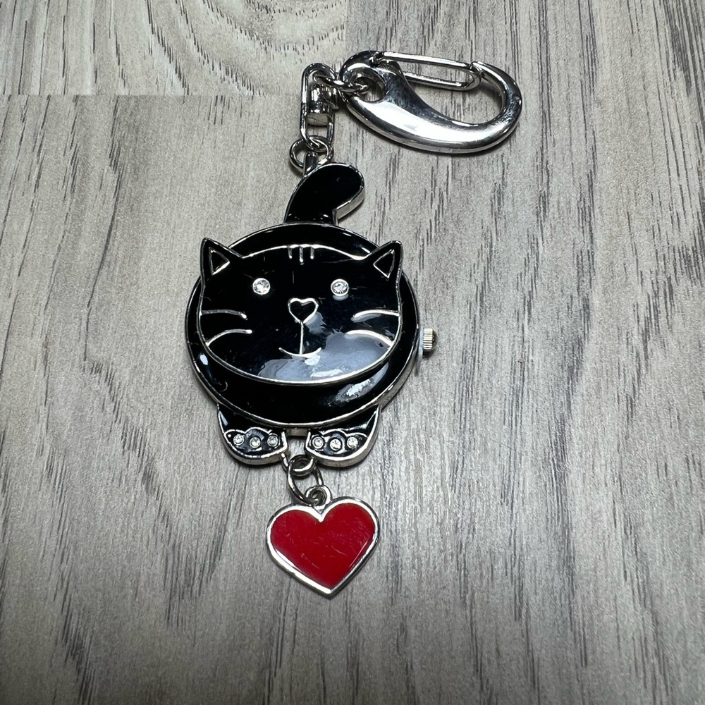 JAS Black Cat Watch Keychain View 2